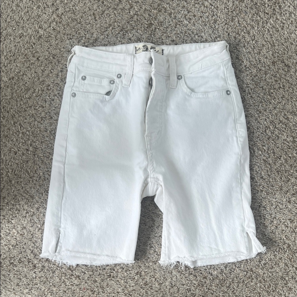 We the Free White Denim Shorts